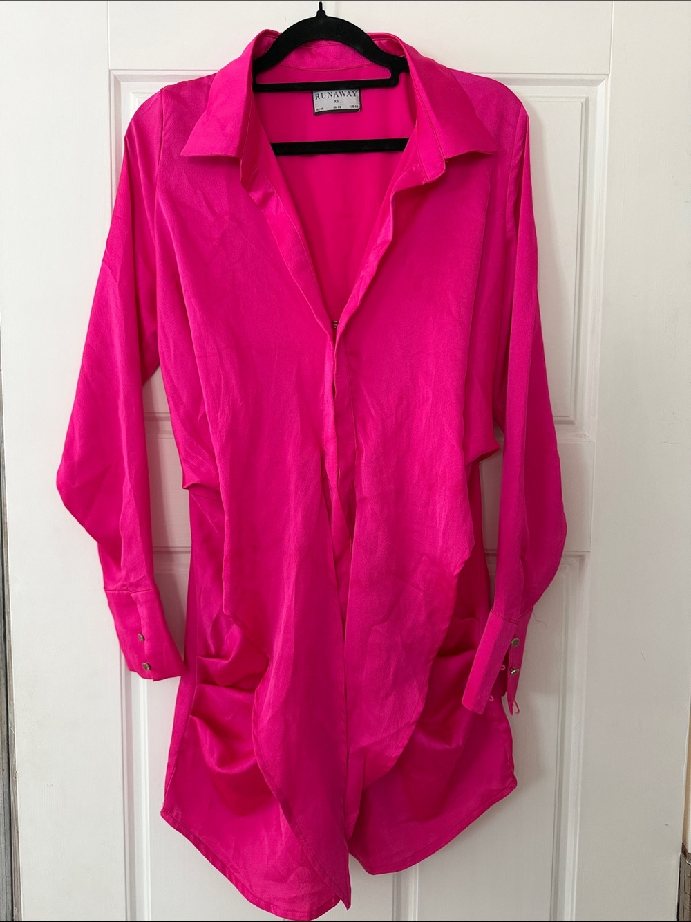 Hot Pink Button-Front Mini Dress